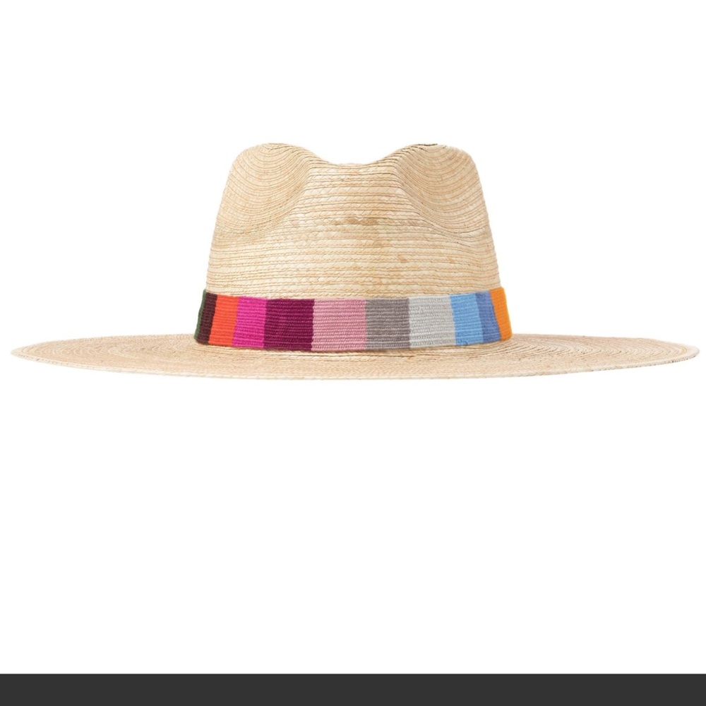 Sunshine Tienda Wide-Brim Straw Sun Hat with Colorblock Band - Natural - Picture 4 of 10